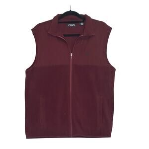Chaps burgundy full zippered fleece vest size Medium